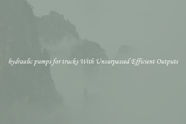 hydraulic pumps for trucks With Unsurpassed Efficient Outputs